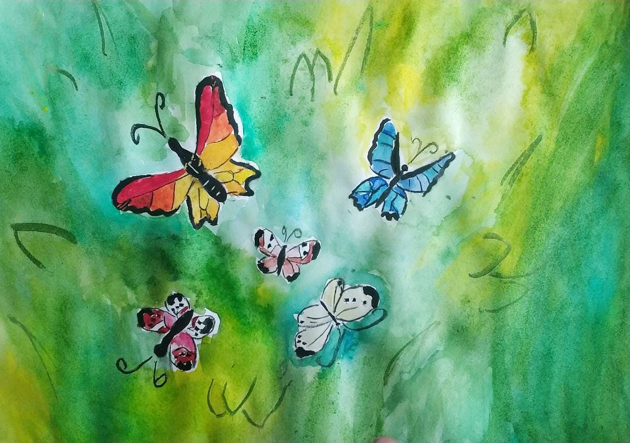 Афанасий Фет бабочка рисунок с гуашью